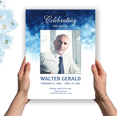 Show details for Blue Watercolor Memorial Package