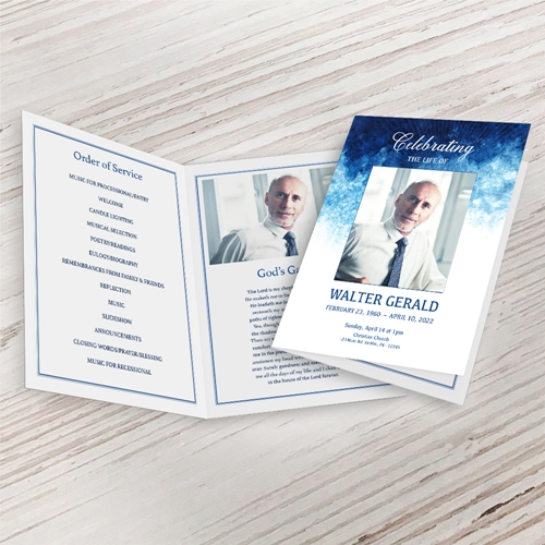 Show details for Blue Watercolor Funeral Program (MegaEdit)