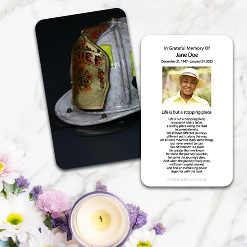 Show details for Fire Helmet 2 Large Memorial Card (3" x 4.75")