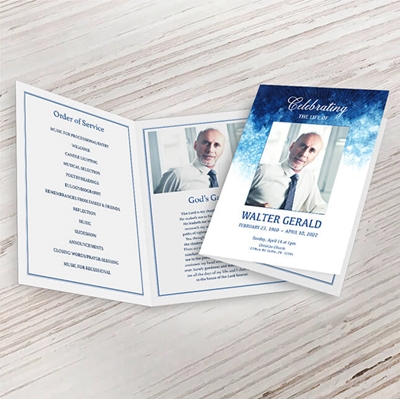 Show details for Blue Watercolor Funeral Program 