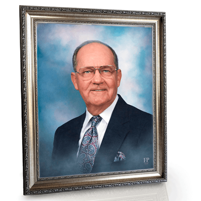 Show details for Framed Memorial Portrait - Classic Blue Studio Background