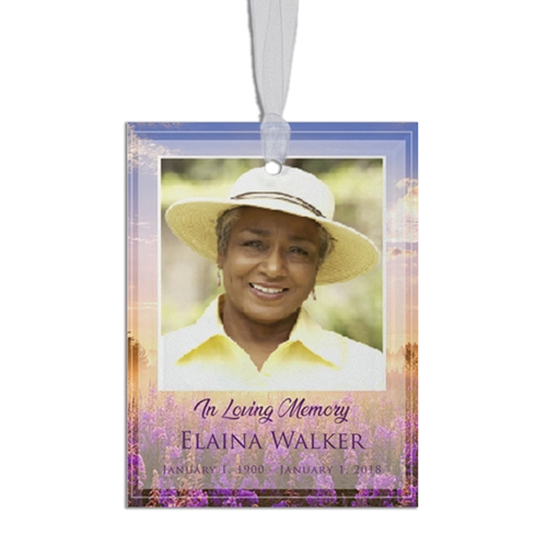 Show details for Purple Fields Rectangle Ornament