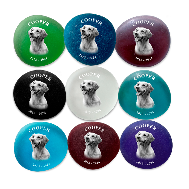 Show details for Multicolor Frosted Photo Assortment Pet Memorial Stones