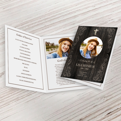 Show details for Rustic Light Brown Funeral Program (MegaEdit)