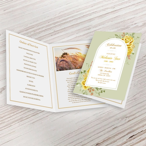 Show details for Yellow Floral Border Funeral Program (MegaEdit)