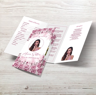 Show details for Pink Floral Border Memorial Package