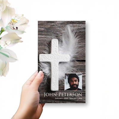 Show details for Cross Feather Trifold Program 