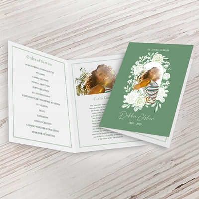 Show details for Sage Floral Funeral Program 