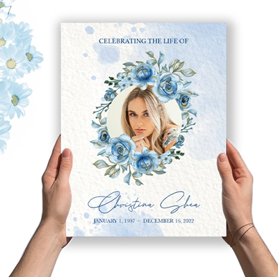 Show details for Blue Round Floral Memorial Package