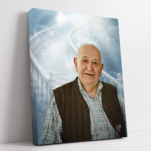 Show details for Wrapped Canvas Memorial Portrait - Stairway to Heaven Background