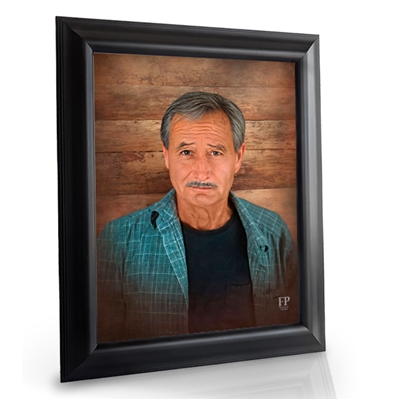 Show details for Framed Memorial Portrait - Rustic Wood Lifescapes Background