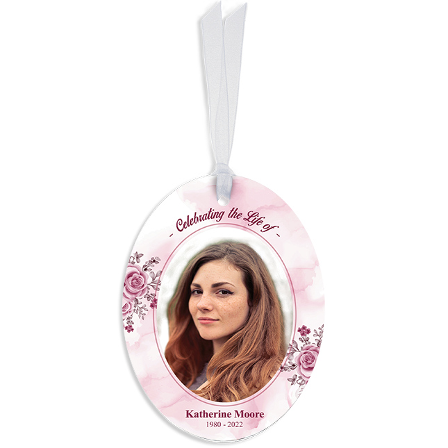 Show details for Pink Floral Oval Ornaments