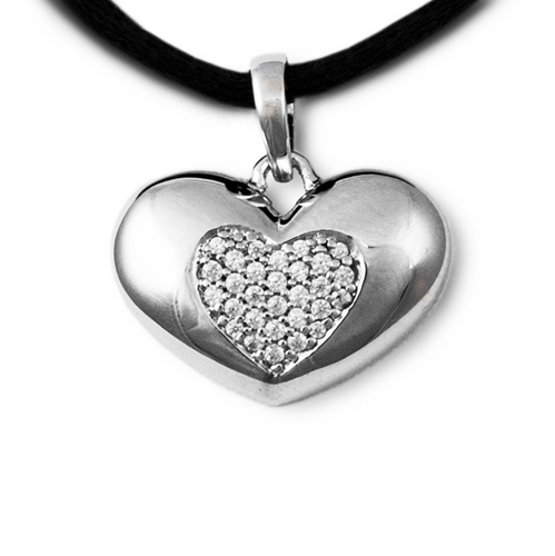 Picture of Jeweled Heart Cremation Pendant - Sterling Silver