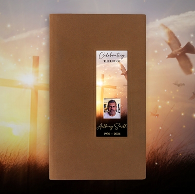 Show details for Cross & Dove Guest Book - Brown