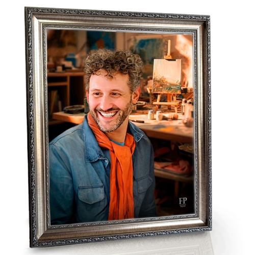 Show details for Framed Memorial Portrait - Artist Haven Lifescape Background