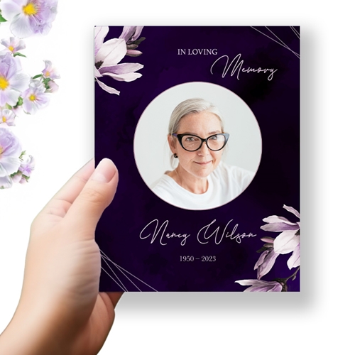 Show details for Purple Lilies Funeral Program 