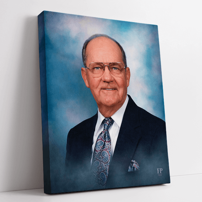 Show details for Wrapped Canvas Memorial Portrait - Classic Blue Studio Background