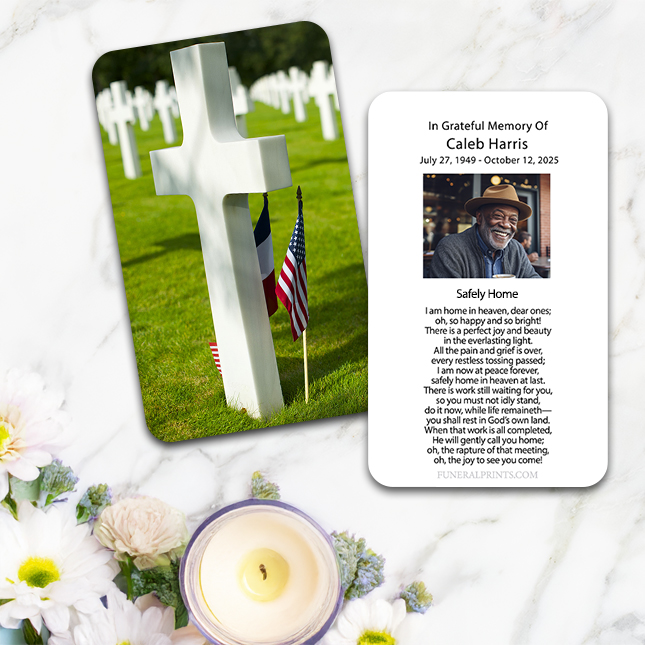 Show details for Cross Military Cemetary Spanish Prayer Card