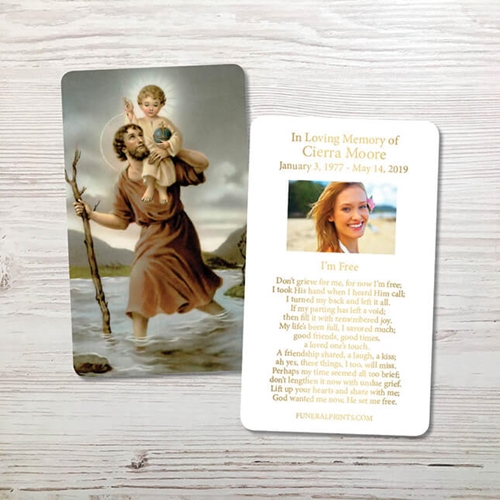 Show details for St. Christopher Gold Foil Memorial Card