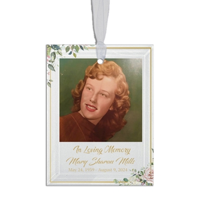 Show details for Floral Rectangle Ornament