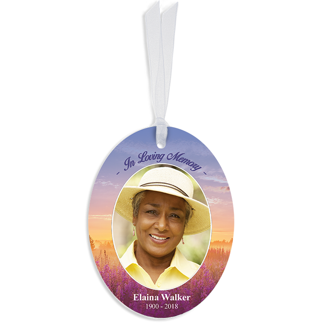 Show details for Purple Fields Oval Ornaments