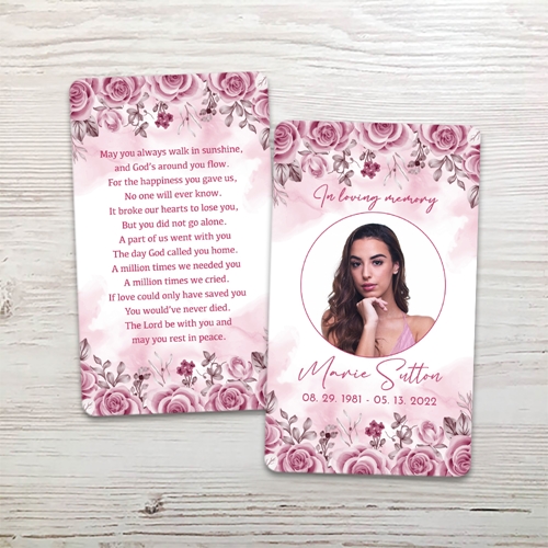 Picture of Pink Floral Border Memorial Card