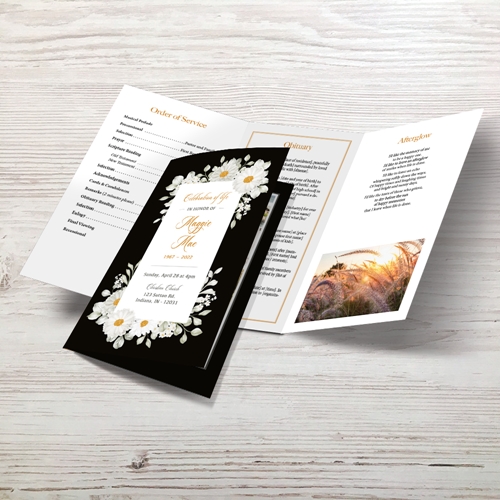 Show details for White Floral Trifold Program (MegaEdit)