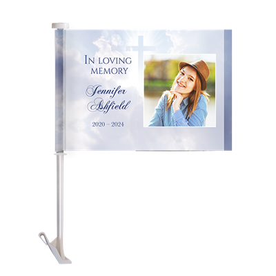 Show details for Cross in Clouds Car Flag