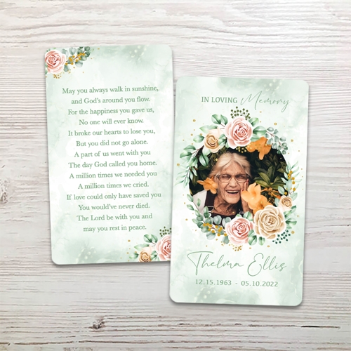 Picture of Multi Gold Floral Memorial Card