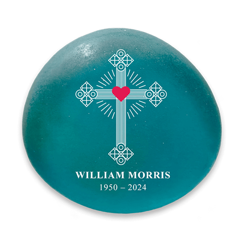 Show details for Frosted Teal Cross Memorial Stones