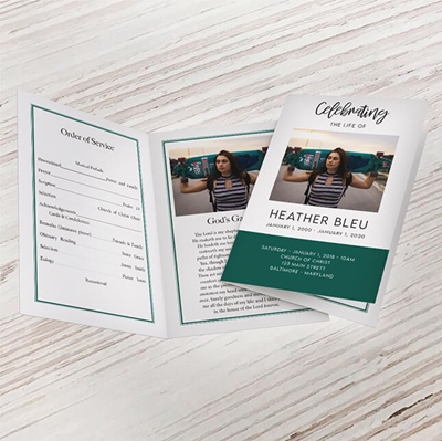 Show details for Contemporary Green Funeral Program 