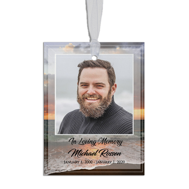 Show details for Ocean Sunset Rectangle Ornament