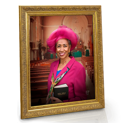 Show details for Framed Memorial Portrait - Sunday Stillness Lifescape Background