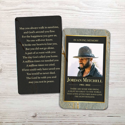 Show details for Gray Gold Marble Memorial Card