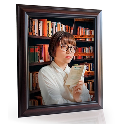 Show details for Framed Memorial Portrait - Keeper of the Stories Lifescape Background