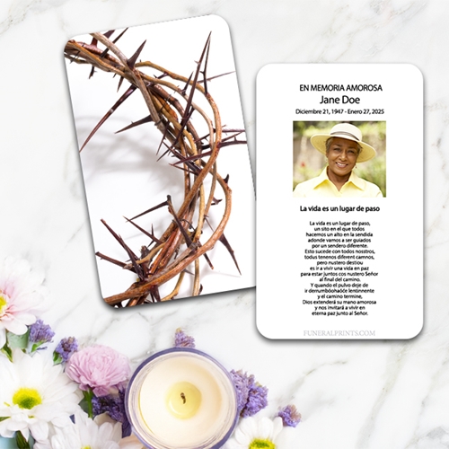 Show details for Crown of Thorns Spanish Prayer Card