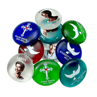 Show details for Frosted Black Dove Memorial Stones