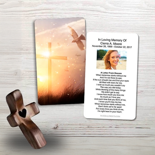 Show details for Cross & Dove Memorial Card