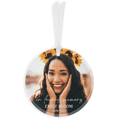 Show details for Single Photo Full Circle Custom Glass Ornament