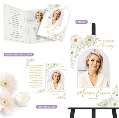 Show details for White Floral Border Memorial Package