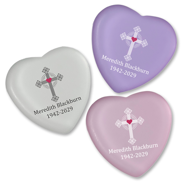 Show details for Heart-Shaped Cross Memorial Stones