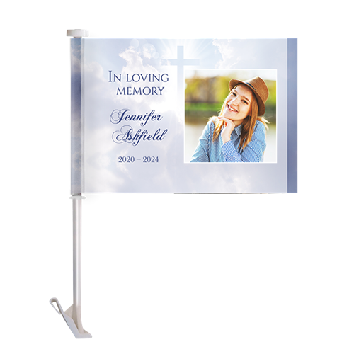 Show details for Cross in Clouds Car Flag