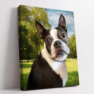 Show details for Wrapped Canvas Memorial Portrait - Beloved Dog with Choice of Backgrounds