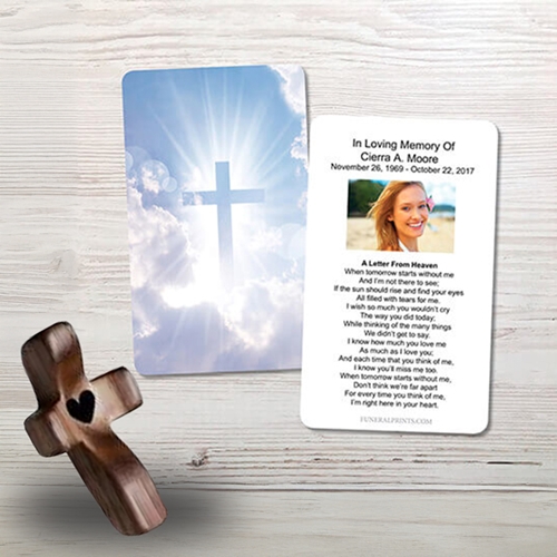 Show details for Cross in Clouds Memorial Card