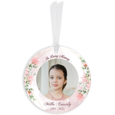 Show details for Pink Gold Floral Circle Ornaments