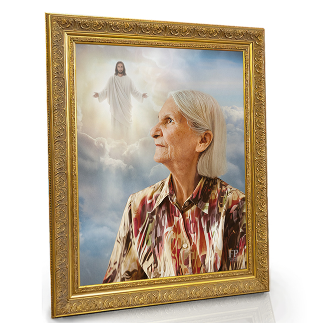 Show details for Framed Memorial Portrait - Welcome Home Lifescapes Background