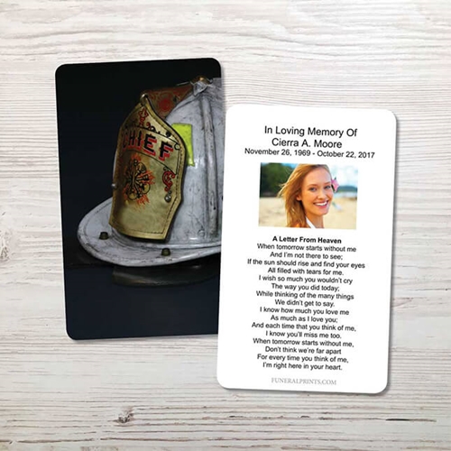 Show details for Fire Helmet Memorial Card