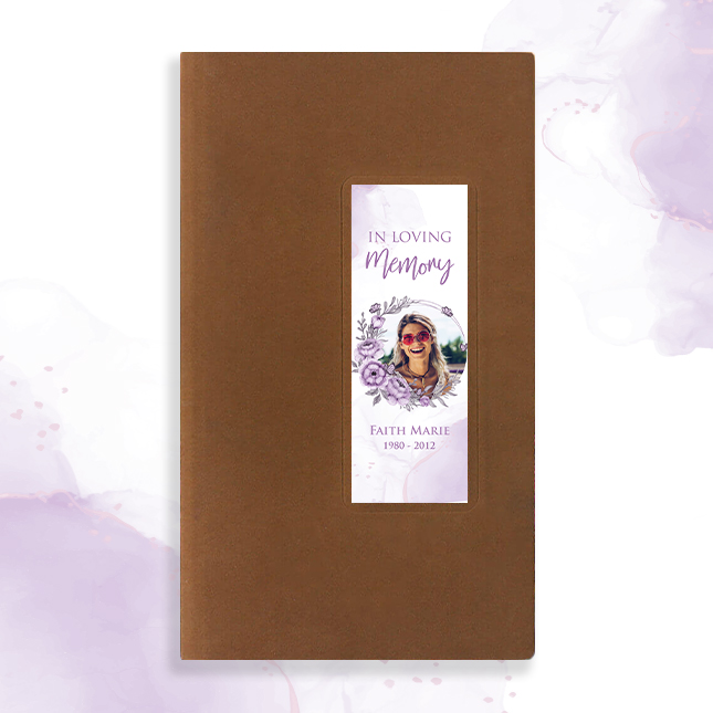 Show details for Purple Floral Guest Book - Brown