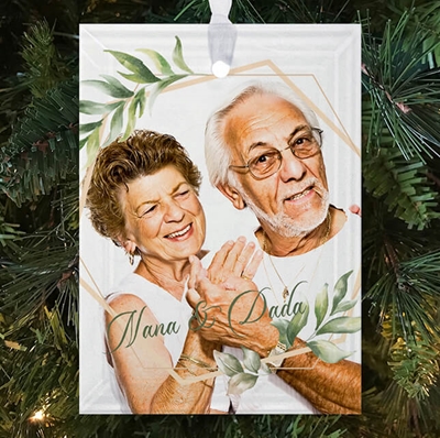 Show details for Green Leaf Rectangle Ornament