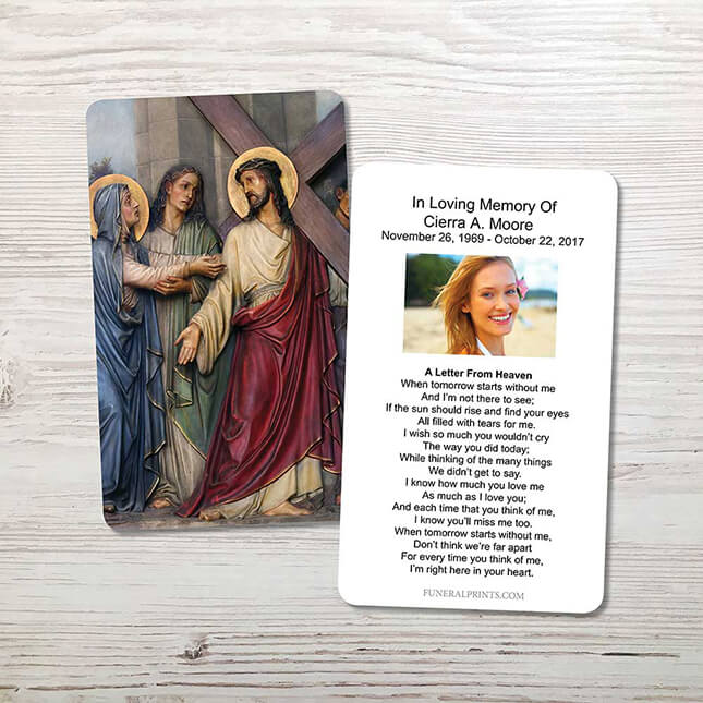 Show details for Jesus Carrying Cross Memorial Card